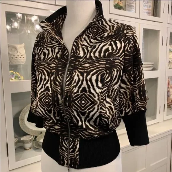 Alberto Makali Zip-Front Silk Jacket Sz Med - Picture 2 of 6